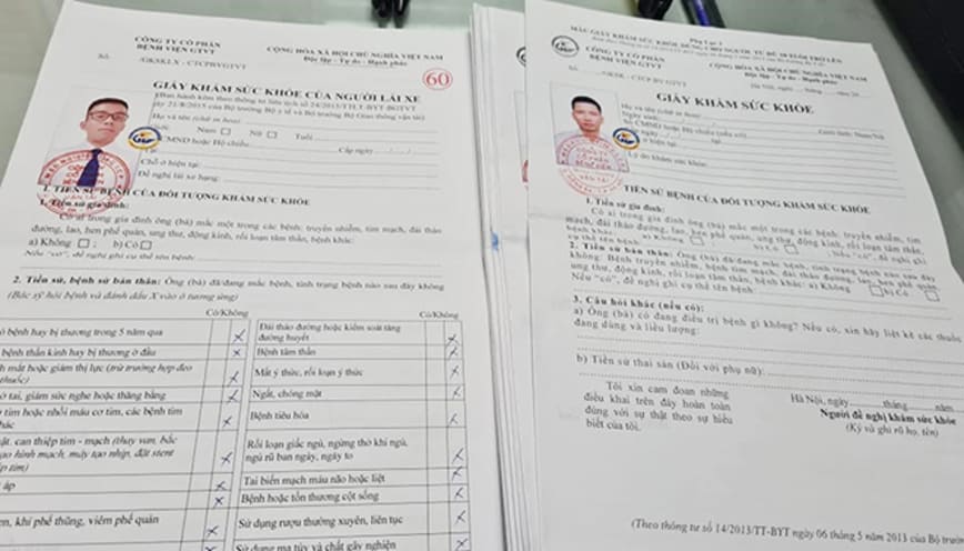 Giấy khám sức khỏe dự thi bằng lái xe máy