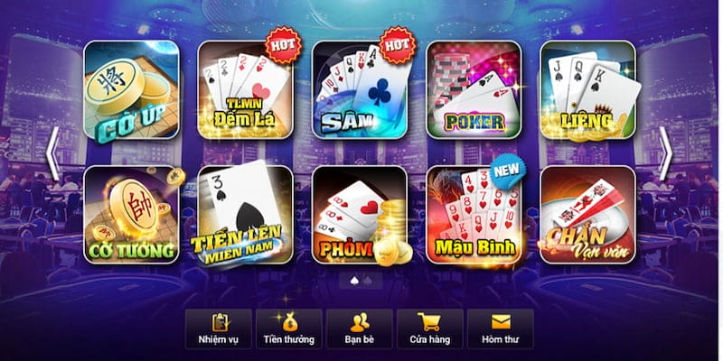 Các trò chơi phổ biến tại sảnh game bài đổi thưởng
