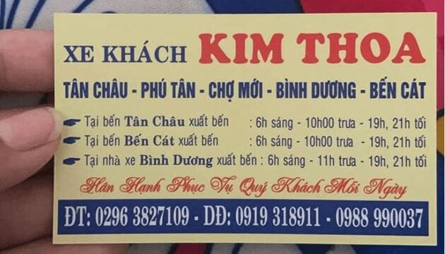 Kim Thoa là hãng xe khách chuyên tuyến Bình Dương - An Giang