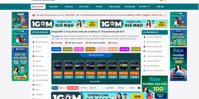 Chuyên trang dữ liệu Bongdanet cực kỳ uy tín với kho dữ liệu khổng lồ