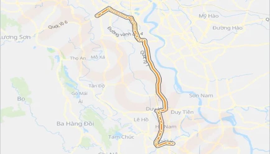 Lộ trình di chuyển của tuyến buýt 214