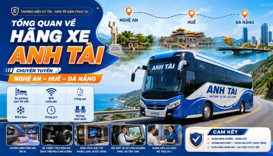 Tổng quan về hãng xe Anh Tài chuyên tuyến Nghệ An – Huế – Đà Nẵng