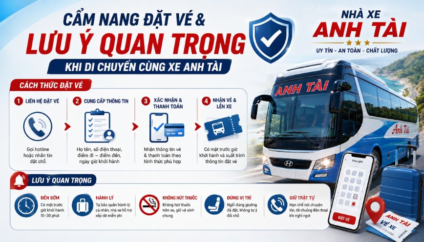 Cẩm nang đặt vé và lưu ý quan trọng khi di chuyển cùng xe Anh Tài