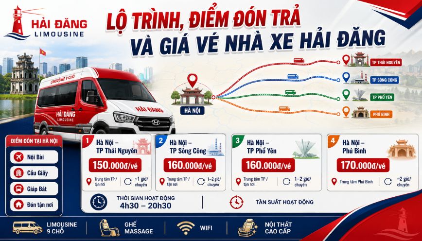 Lộ trình, điểm đón trả và giá vé xe Hải Đăng