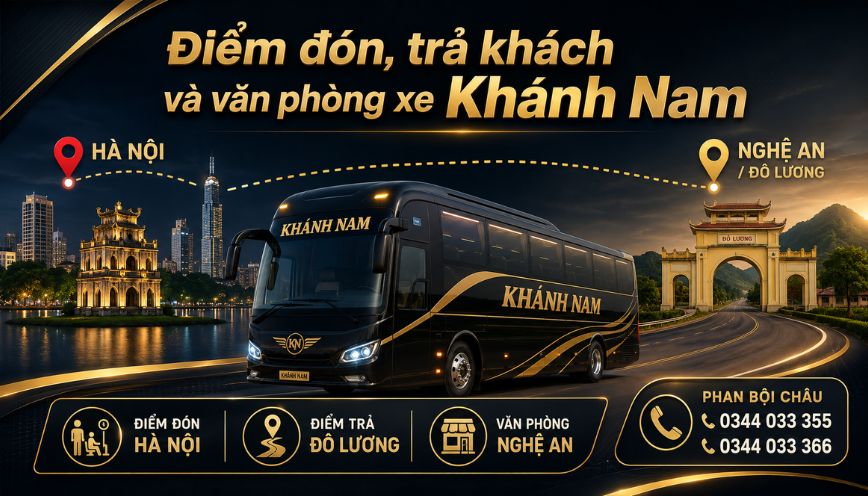 Điểm đón, trả khách và văn phòng xe Khánh Nam