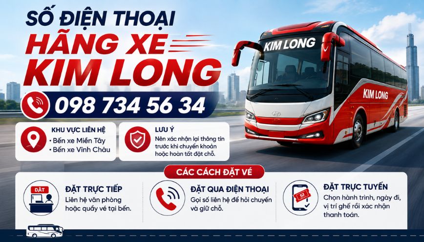 Số điện thoại và cách đặt vé xe Kim Long