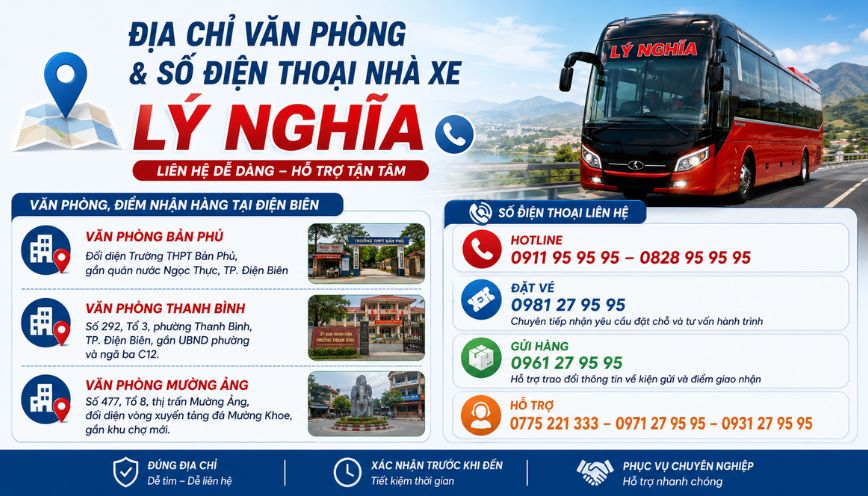 Địa chỉ văn phòng và số điện thoại nhà xe