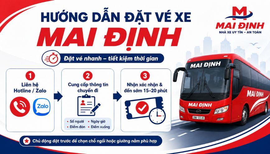 Hướng dẫn đặt vé xe Mai Định thuận tiện nhất