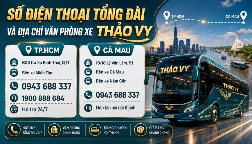 Số điện thoại tổng đài và địa chỉ văn phòng xe Thảo Vy