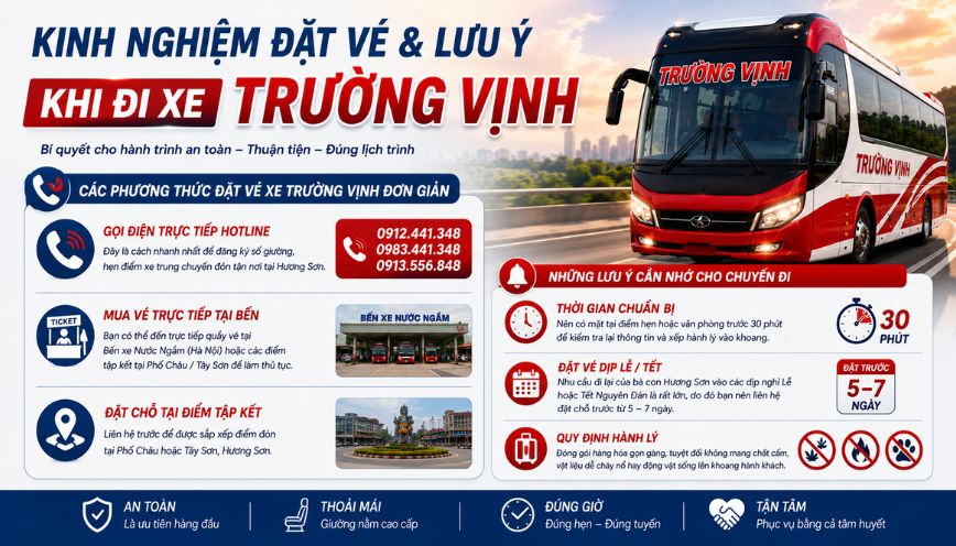 Kinh nghiệm đặt vé và lưu ý khi đi xe Trường Vịnh