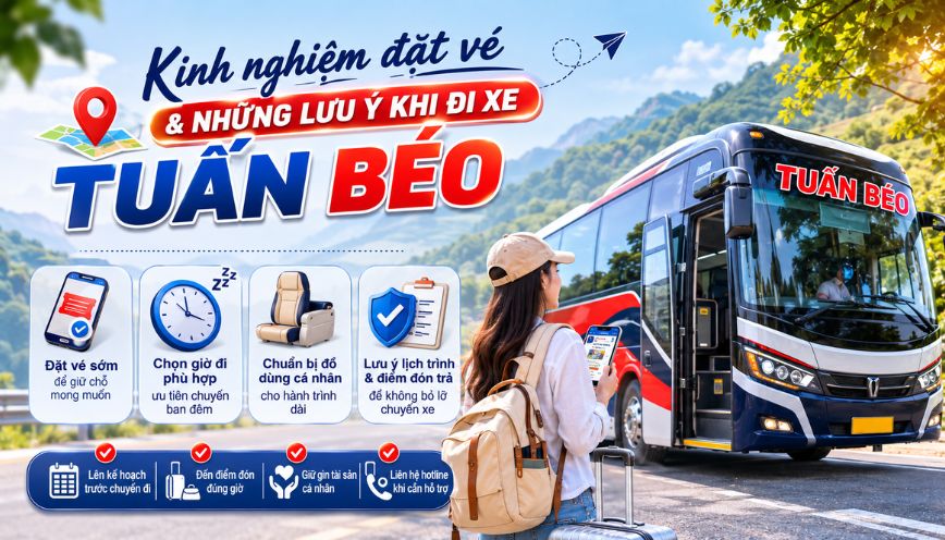 Kinh nghiệm đặt vé và những lưu ý khi đi xe Tuấn Béo