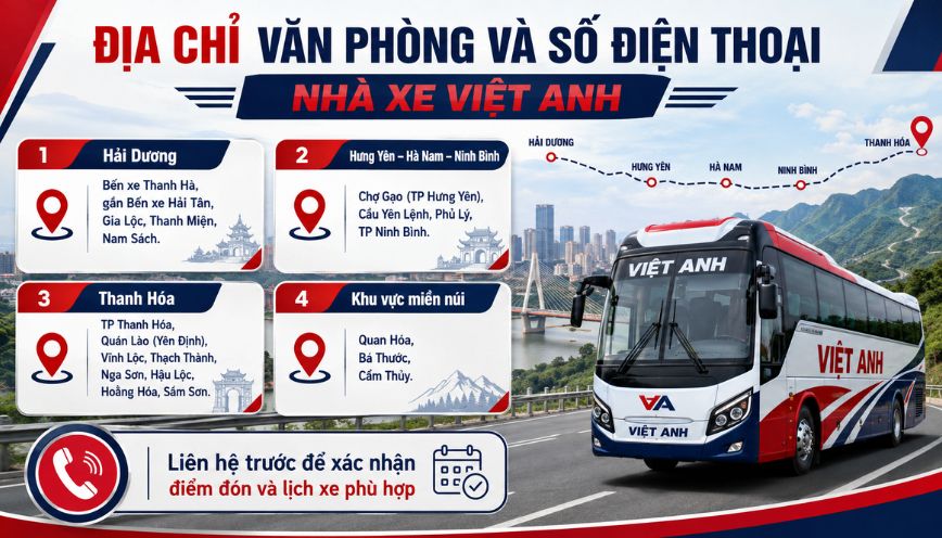 Địa chỉ văn phòng và số điện thoại nhà xe