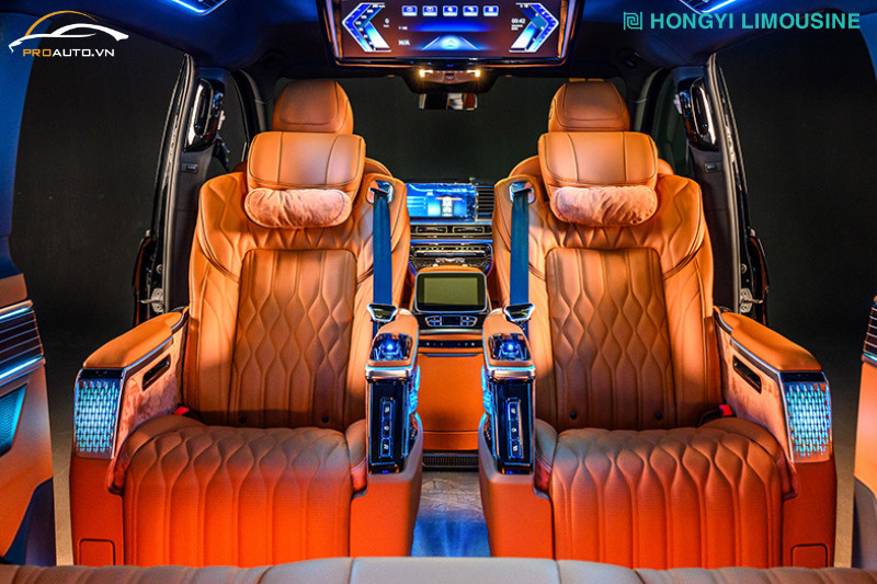 Độ ghế Limousine Hongyi CRYSTAL 6.0 bọc da Nappa cao cấp
