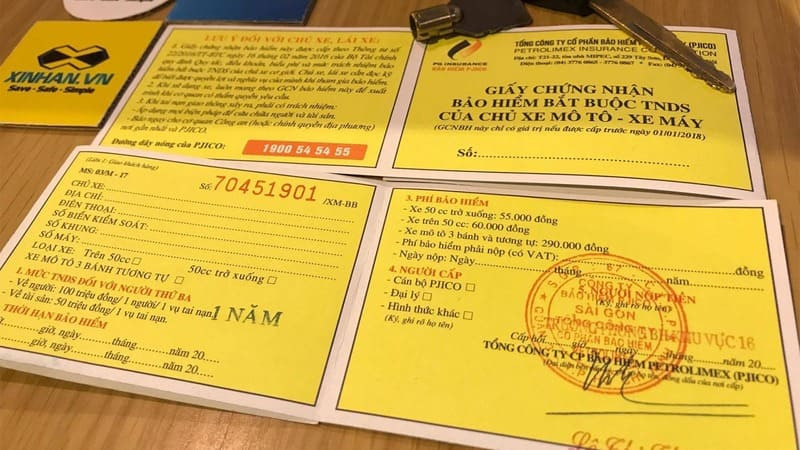 Giấy chứng nhận bảo hiểm xe máy bắt buộc trách nhiệm dân sự