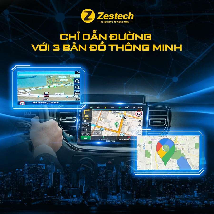 Hiển thị bản đồ dẫn đường thông minh trên màn hình Zestech Z800 Pro