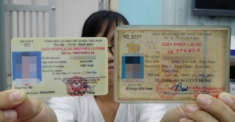 Hình ảnh giấy phép lái xe định dạng thẻ PET sau khi đổi bằng lái