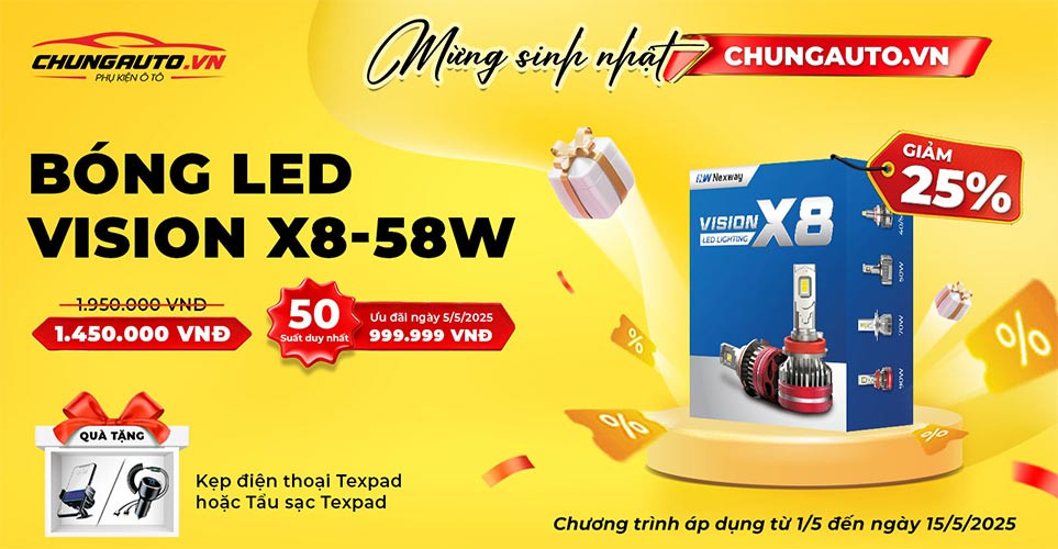 Vision X8 Loop Tìm hiểu về bóng Led Vision X8 58W cho xe hơi - XeThienTri.com