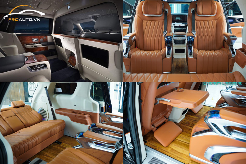 Khoang hành khách xe sau khi độ Limousine gói Royal