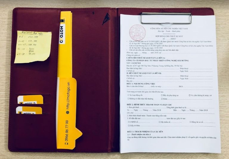 Mẫu hợp đồng thuê xe máy cần có tại Thanh Xuân