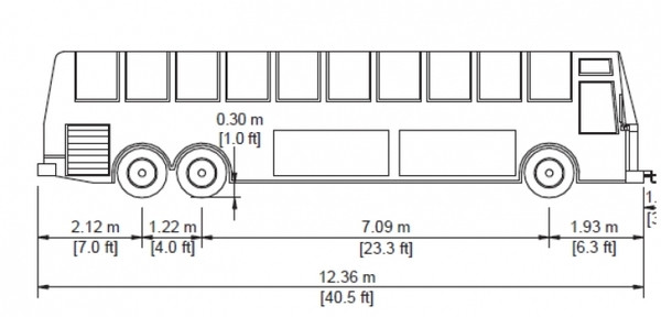 Minh họa kích thước cơ bản xe 45 chỗ
