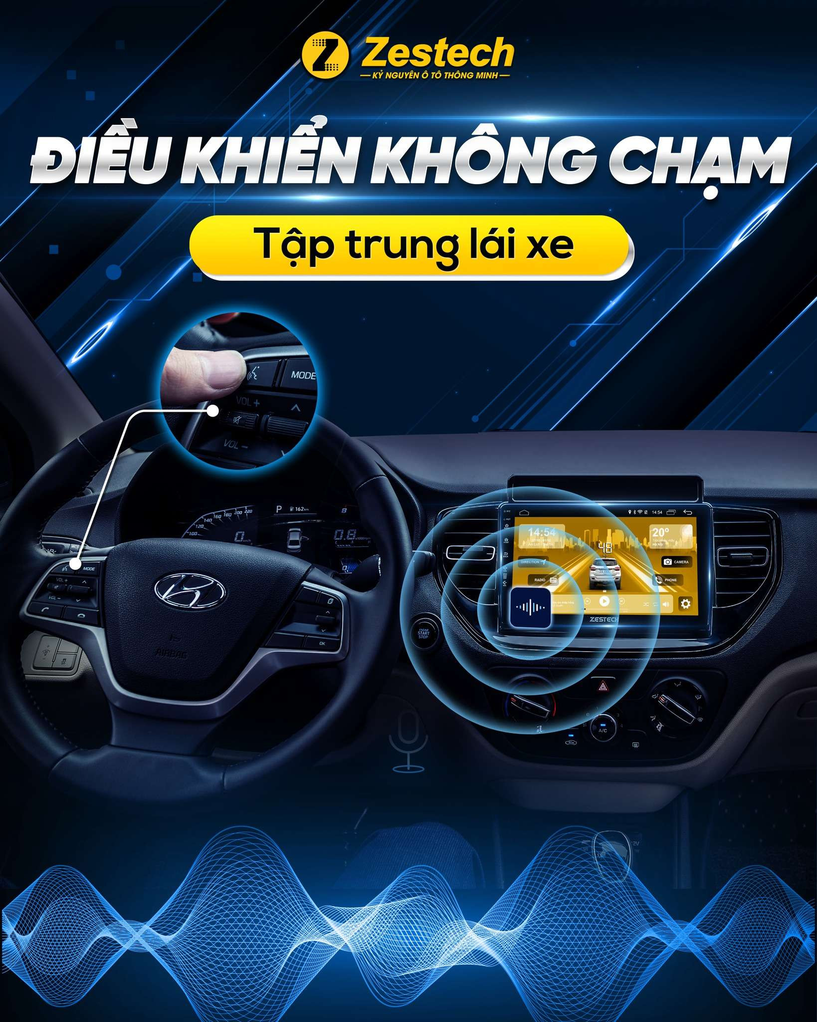 Người lái xe điều khiển màn hình Zestech Z800 Pro bằng giọng nói