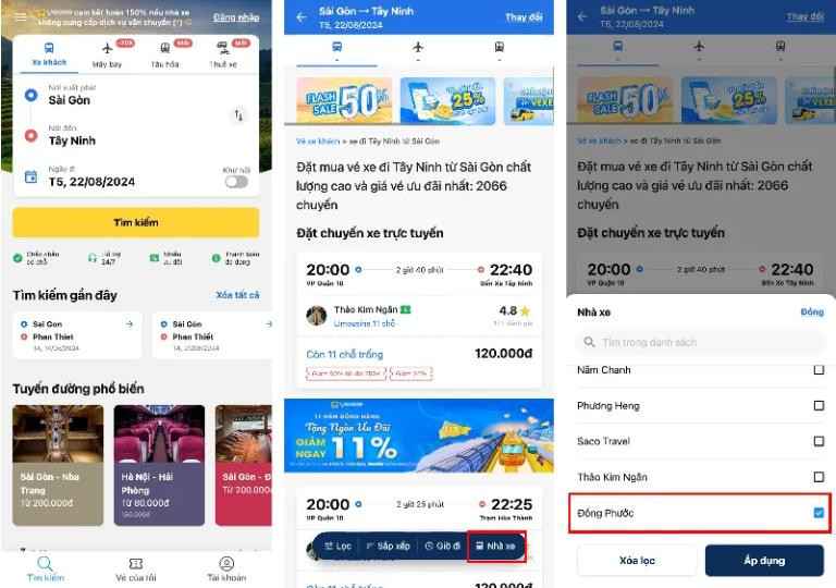 Nhà xe Đồng Phước Tây Ninh có xây dựng website để phục vụ việc đặt vé