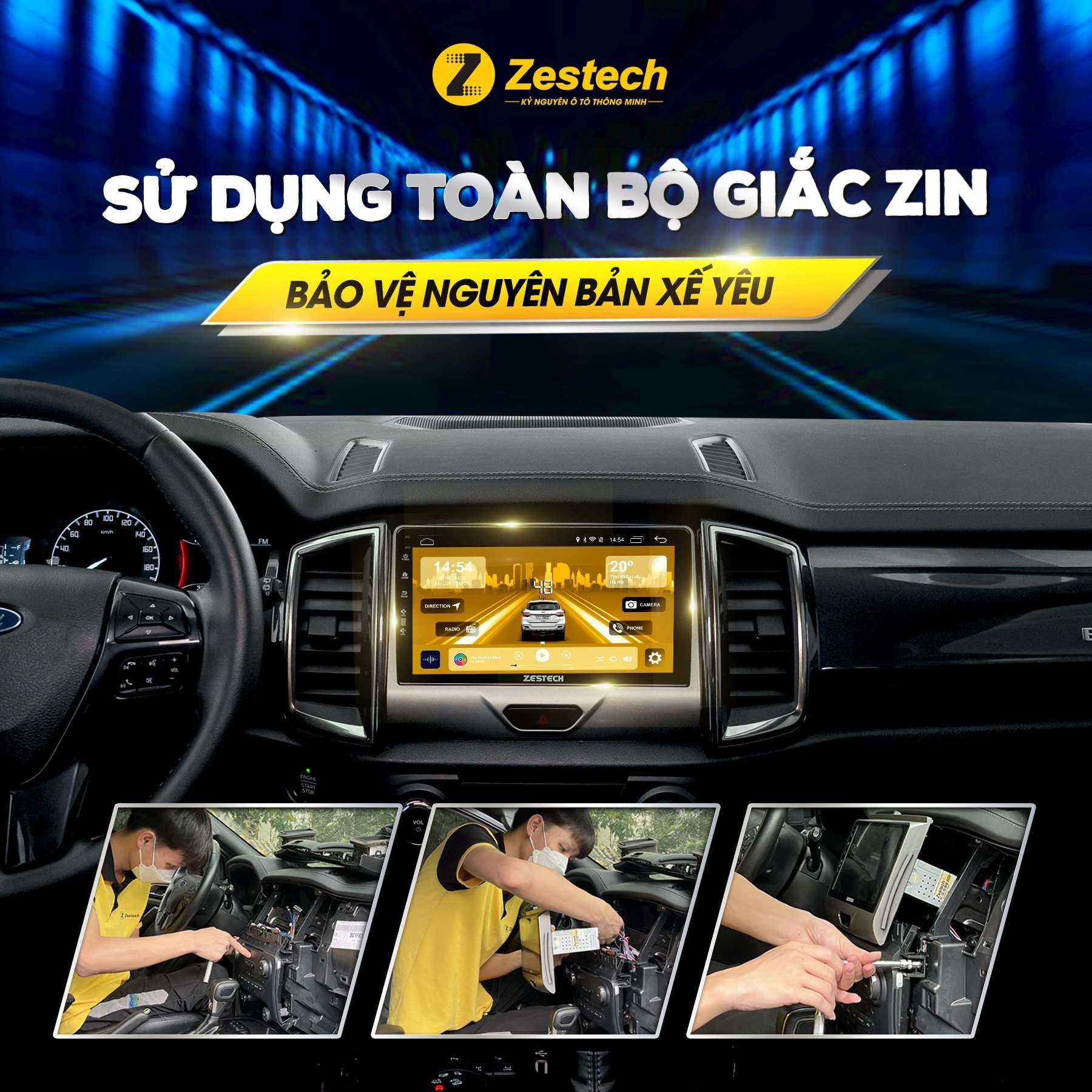 Quy trình lắp đặt màn hình Zestech Z800 Pro cắm jack zin an toàn