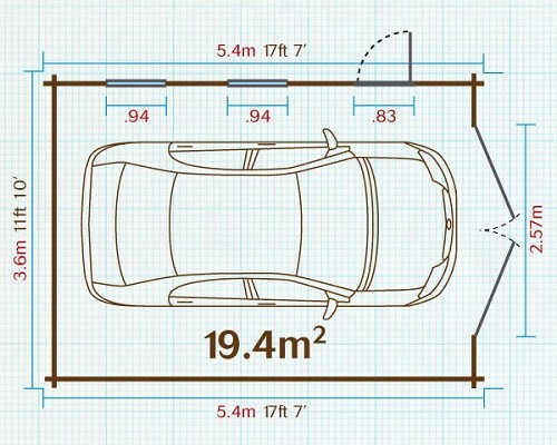 Thiết kế gara phù hợp với kích thước nhà để xe ô tô 7 chỗ