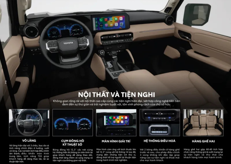 Toàn cảnh khoang lái hiện đại của Toyota Land Cruiser Prado 2025